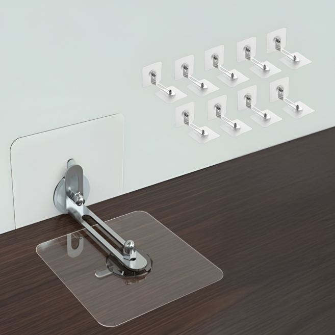 저스트픽 무타공 접착식 가구 흔들림 고정장치, 투명, 10개