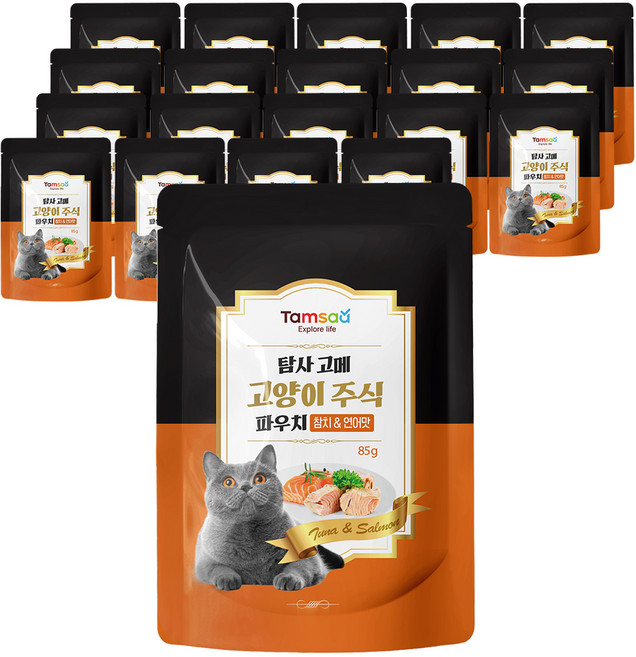 탐사 고양이 고메 주식 파우치, 연어, 85g, 20개