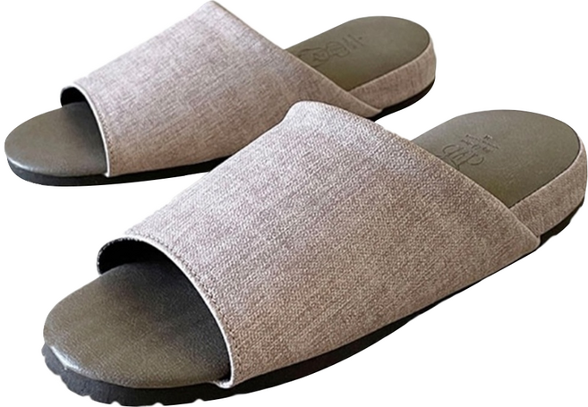 TAIWAN SLIPPER 台灣犀利趴 厚跟紓壓皮質室內拖鞋, 淺駝色, 1雙