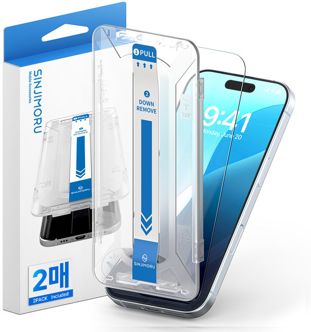 SINJIMORU Dual Force 雙重強化玻璃 EZ Frame 螢幕保護貼 2入, 1套