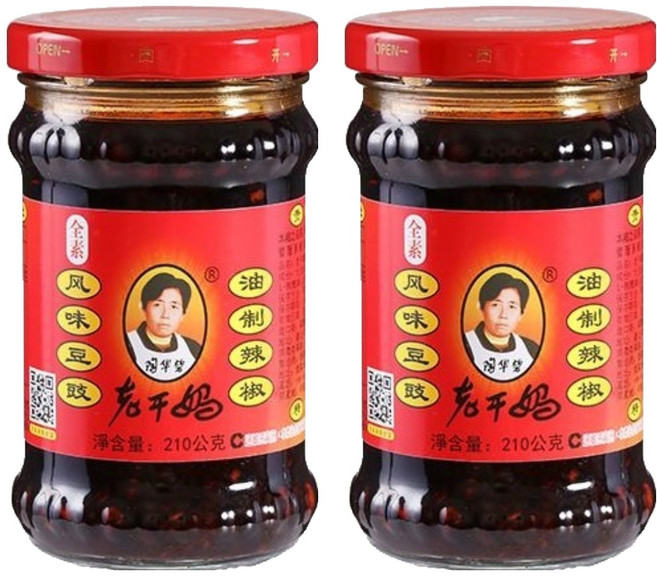 老干媽 豆豉油制辣椒, 210g, 2罐