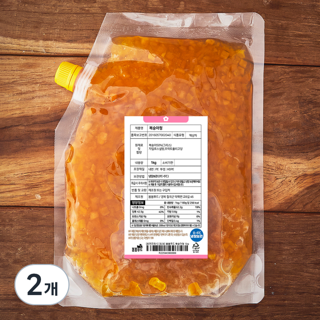 봄봄푸드 복숭아청, 1kg, 2개