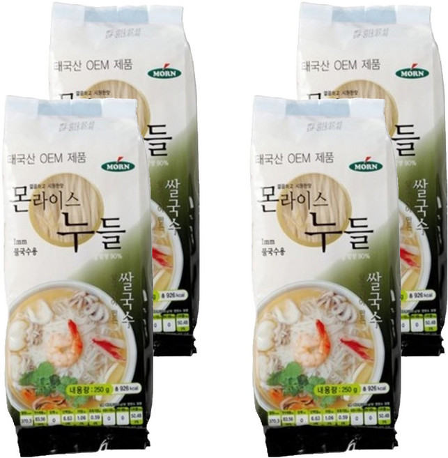 MORN 라이스 누들 1mm 물국수용, 250g, 4개