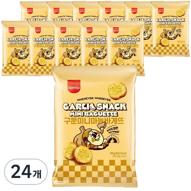 삼립 구운 미니 마늘 바게뜨, 120g, 24개