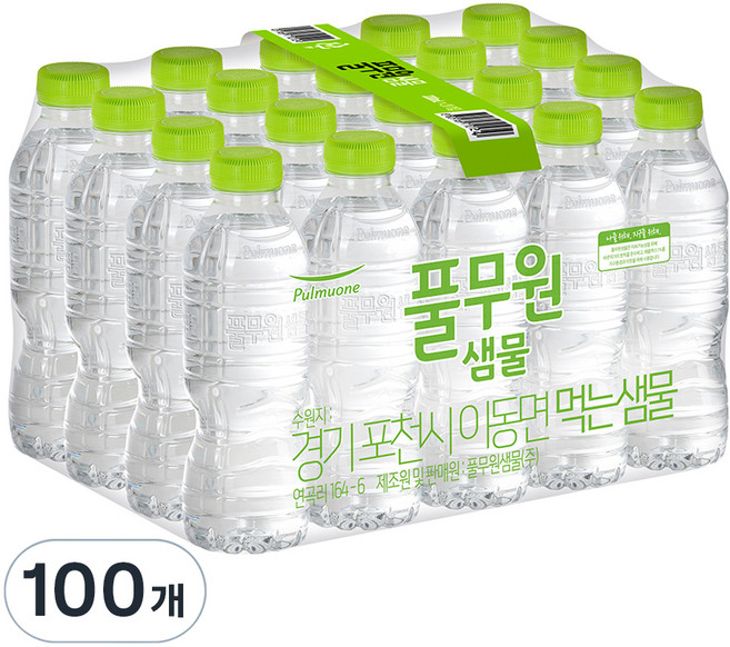 풀무원샘물 무라벨 생수, 330ml, 100개