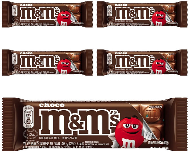 엠앤엠즈 초콜릿바 밀크, 46g, 5개