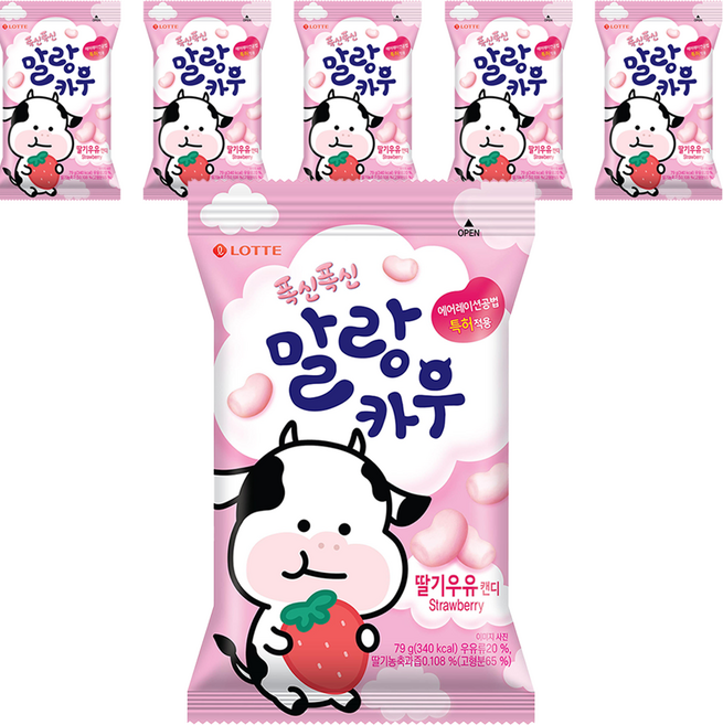 롯데웰푸드 말랑카우 스트로베리, 79g, 6개