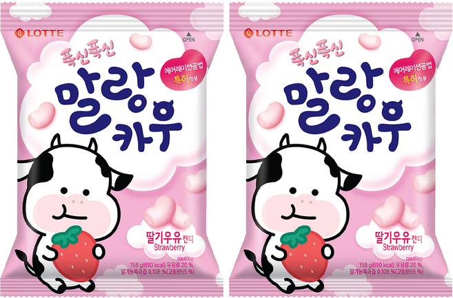 롯데웰푸드 말랑카우 스트로베리, 158g, 2개