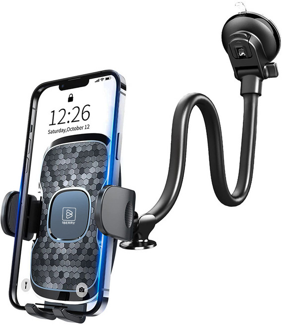 아이베리 HQ 33cm 구스넥 롱 암 원터치 앞유리 대시보드 휴대폰 거치대, 1개