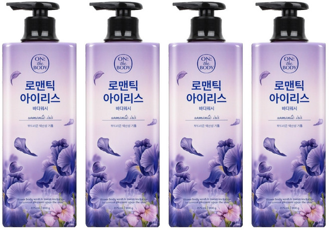 온더바디 플라워 약산성 퍼퓸 바디워시 로맨틱 아이리스, 900g, 4개