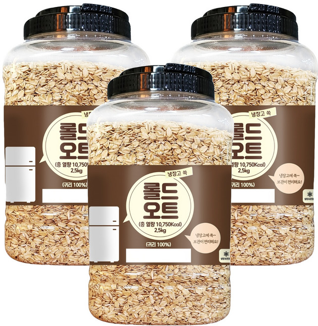 냉장고 쏙 롤드 오트, 2.5kg, 3개