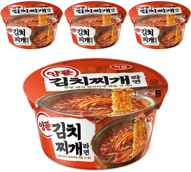 하림 양푼김치찌개라면 컵 102g, 4개