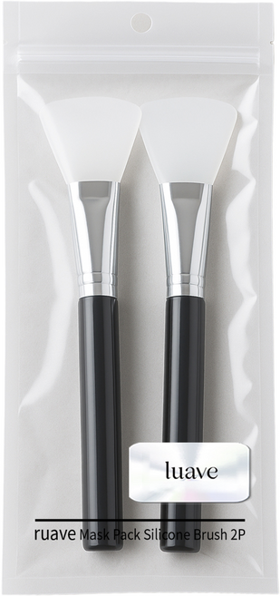 루아브 마스크팩 실리콘 브러쉬, 2개, 블랙