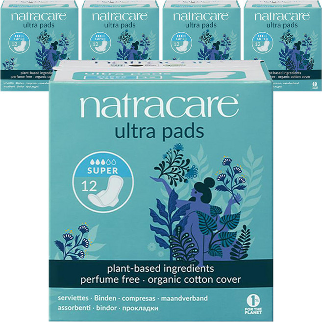 나트라케어 울트라 패드 생리대 날개형 롱, 중형, 12개입, 5개
