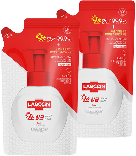 랩신 토탈 포밍 핸드워시 파우더리허브향 리필, 450ml, 2개
