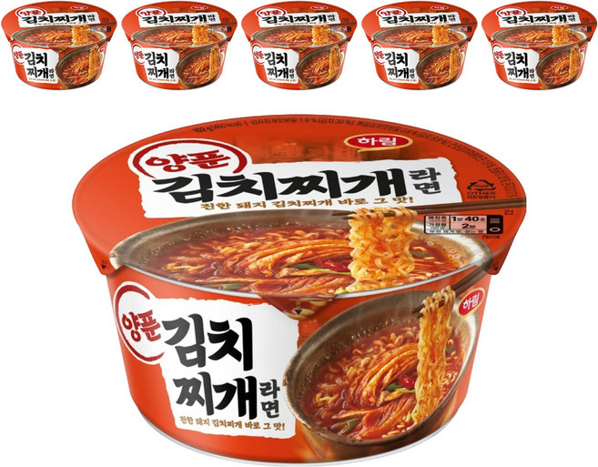 하림 양푼김치찌개라면 컵 102g, 6개
