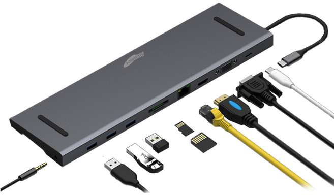Anyport 10孔Type-C USB集線器 AP-TC101HVL, 混合顏色, 1個