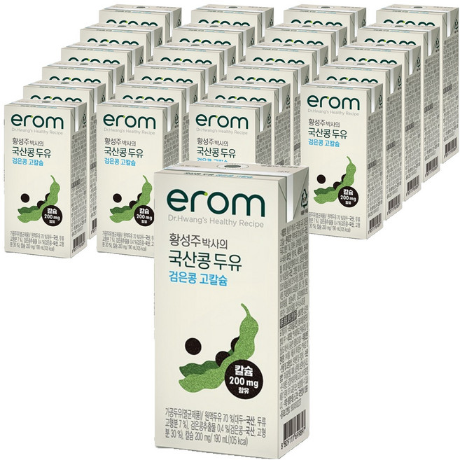 이롬 황성주 박사의 국산콩 두유 검은콩 고칼슘, 190ml, 24개