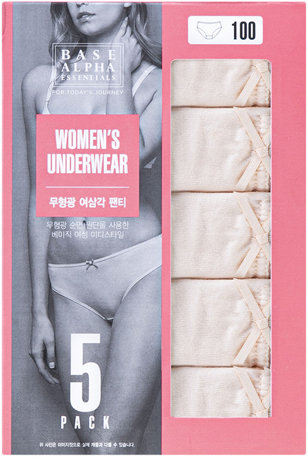 BASE ALPHA ESSENTIALS 純棉40支無螢光布料女款中長內褲 5件, 杏