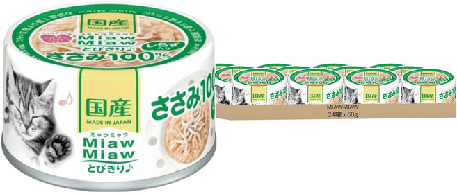 MIAWMIAW 樂妙喵6號 貓罐頭, 雞胸 + 吻仔魚, 60g, 24罐