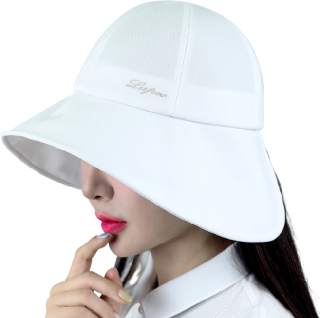 루페오 여성 자수 와이드 챙넓은 골프 버킷햇 벙거지 모자, 화이트, 1개