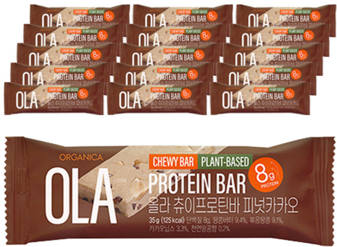 올가니카 올라 츄이프로틴바 피넛카카오, 35g, 16개