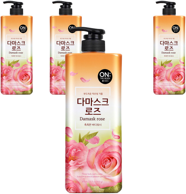 온더바디 플라워 약산성 퍼퓸 바디워시 로즈향, 900g, 4개