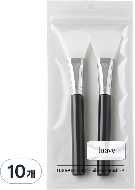 루아브 마스크팩 실리콘 브러쉬, 10개, 블랙