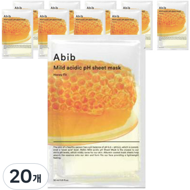 아비브 약산성 PH시트 마스크 허니핏, 1개입, 20개