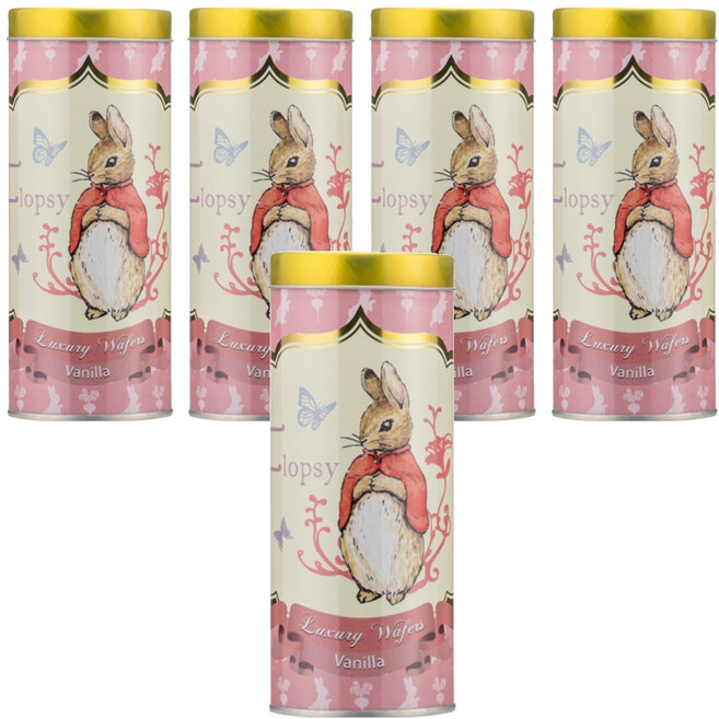 彼得兔豪華威化捲心酥 香草口味, 100g, 5罐