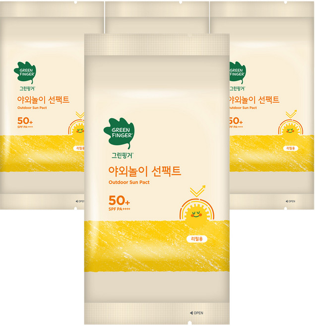 그린핑거 유아용 야외놀이 선팩트 리필 SPF50+ PA++++, 16g, 4개