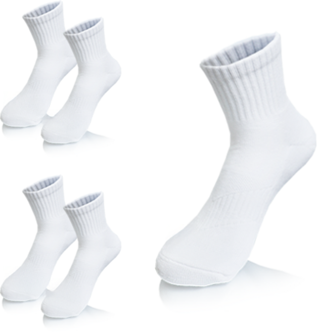 컴프로 남성용 스포츠 중목 쿠션 이중바닥 링글 기능성 양말 5족 세트, 흰색-흰색, 1세트