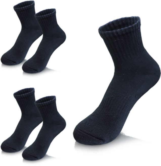 컴프로 남성용 스포츠 중목 쿠션 이중바닥 링글 기능성 양말 5족 세트, 검정-검정, 1세트