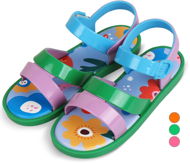 페이퍼플레인키즈 여아용 플랫 젤리 슈즈 토들러 벨크로 샌들