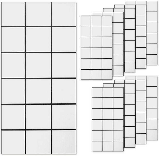 탐사 붙이는 타일 인테리어 시트지 화이트 정사각 타일, 10개