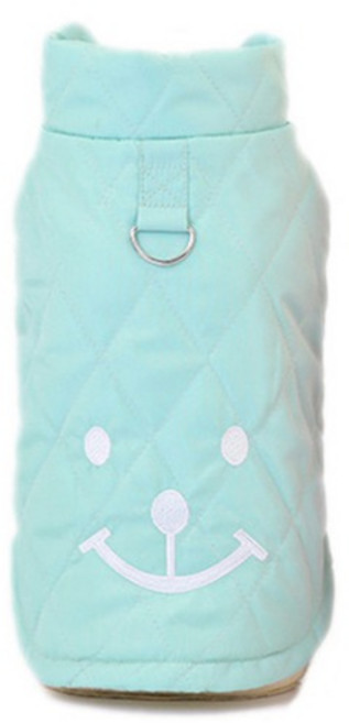 강아지 누빔 스마일 패딩 조끼, Blue, 1개