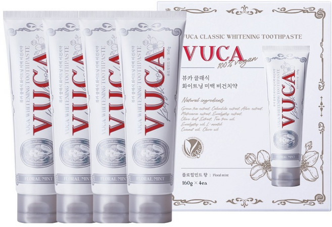 뷰카 클래식 화이트닝 미백 치약 플로럴민트향, 160g, 4개