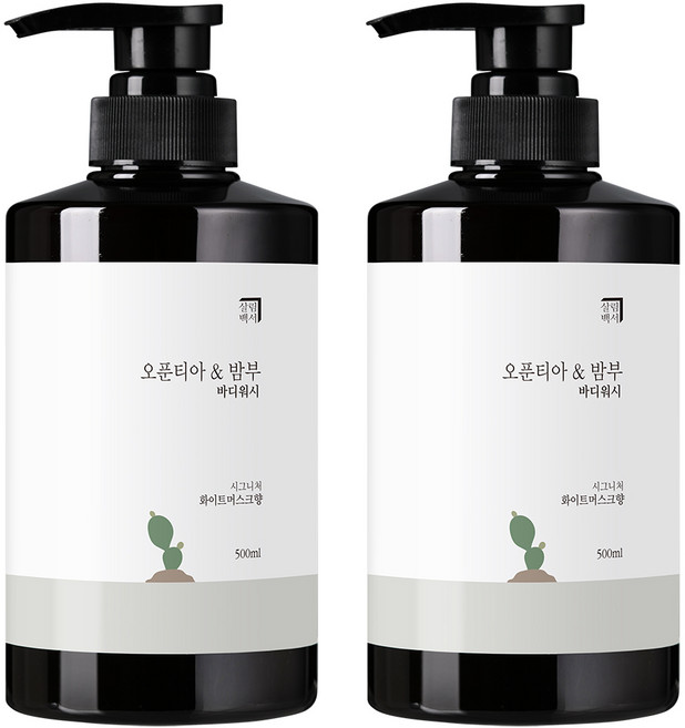살림백서 오푼티아 앤 밤부 바디워시 화이트머스크향, 500ml, 2개