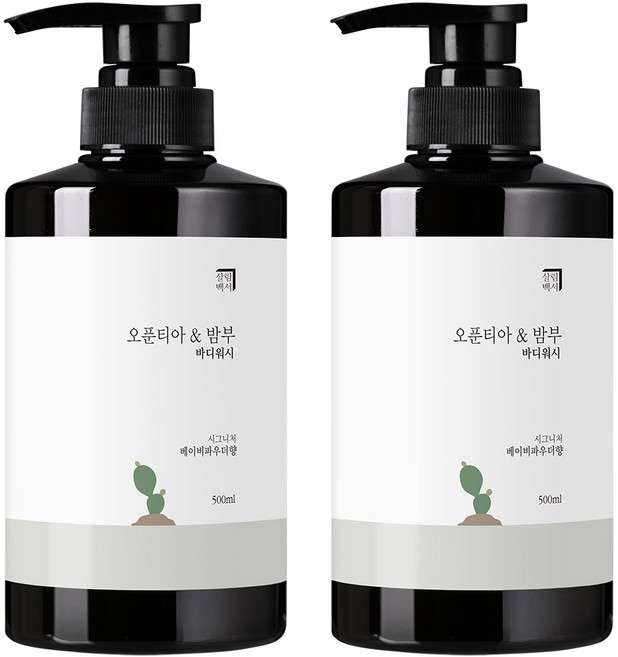 살림백서 오푼티아 앤 밤부 바디워시 베이비파우더향, 500ml, 2개