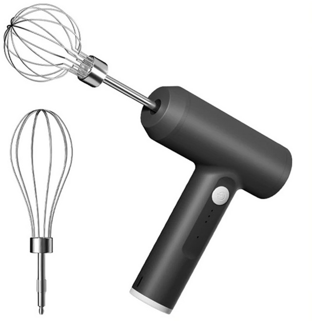 SUNORO 雙頭無線USB電動烘焙打蛋器 黑色, JY-001