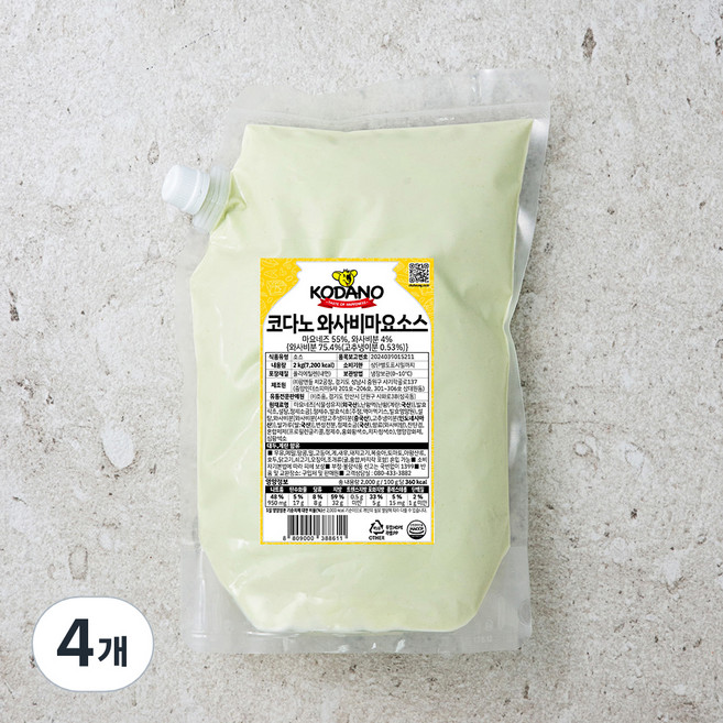 코다노 와사비 마요소스, 2kg, 4개