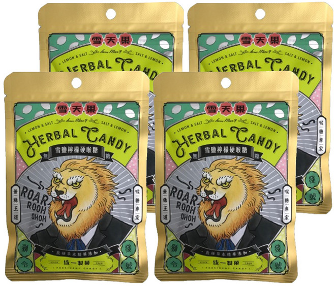 PRESIDENT CANDY 統一製菓 雪天果 雪鹽檸檬硬喉糖, 50g, 4包