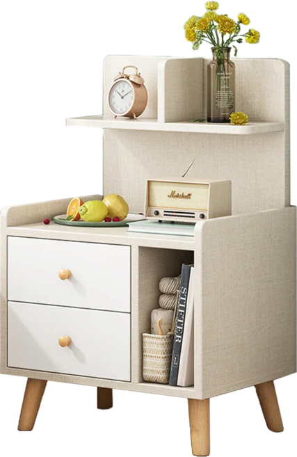 E家工廠 北歐簡約床頭櫃 50*36*72 cm, 斯格紋 + 白色, 1個
