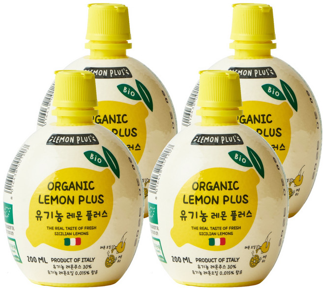 유로푸드 유기농 레몬 플러스 주스, 200ml, 4개