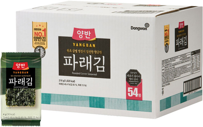 양반 파래김, 4g, 54개