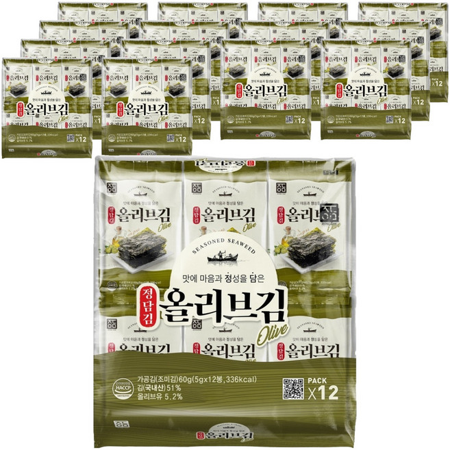 정담김 올리브 도시락김, 5g, 180개