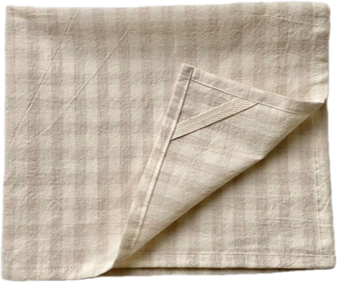 비에스 감성패브릭 체크 키친 크로스 테이블매트, 연베이지, 50 x 40cm, 1개