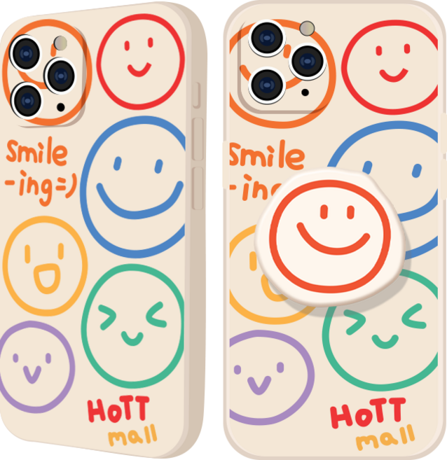 핫티몰 베이지 스마일링 케이스 + 스마트톡 세트