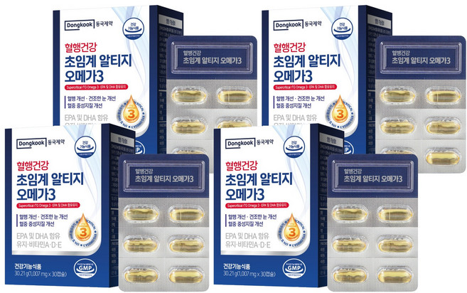동국제약 혈행건강 초임계 알티지 오메가3 30.21g, 30정, 4개