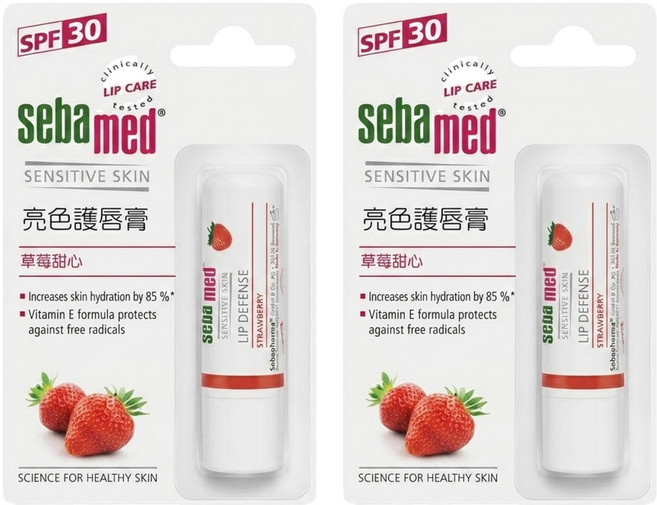 sebamed 施巴 台灣公司貨 亮彩護唇膏, 草莓甜心, 4.8g, 2件